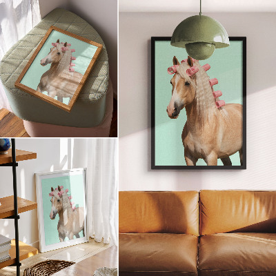 Decoratieve poster Paardenlichte vacht mint pastel rollers