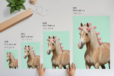 Decoratieve poster Paardenlichte vacht mint pastel rollers