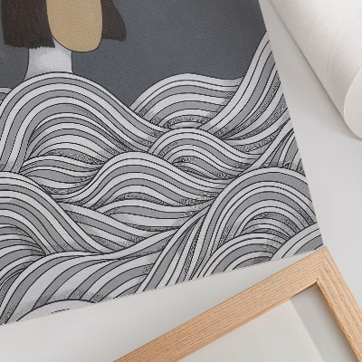 Wandposter Abstracte grijze vorm in golven