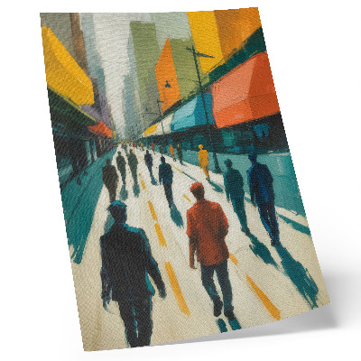 Decoratieve poster Een groep mensen op een kleurrijke stadsstraat.