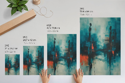 Wandposter Abstractie, turkoois, dynamische contrasten