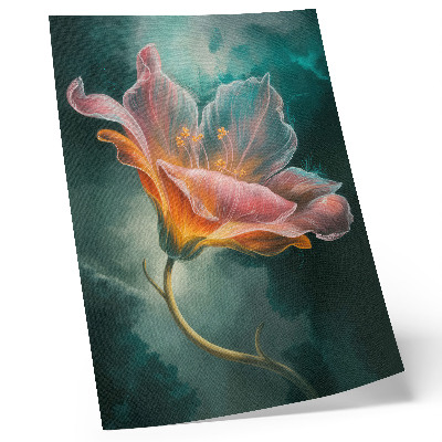 Wandposter Kleurrijke surrealistische bloem met een turquoise achtergrond