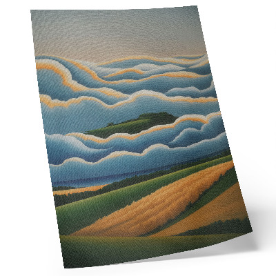 Decoratieve poster Golven, groene heuvels, pastelkleurige lucht