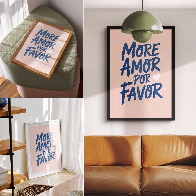 Decoratieve poster Expressieve hartvormige letters op een pastelkleurige achtergrond.