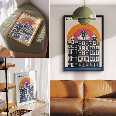 Poster Huurkazernes tegen een kleurrijke achtergrond - moderne esthetiek
