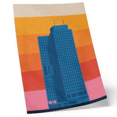 Decoratieve poster Modern gebouw met oranje en roze achtergrond