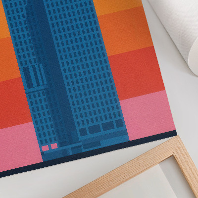 Decoratieve poster Modern gebouw met oranje en roze achtergrond