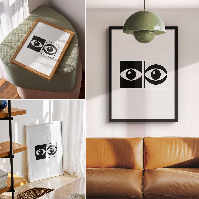 Decoratieve poster Zwart-witte ogen, moderne symmetrie, contrast