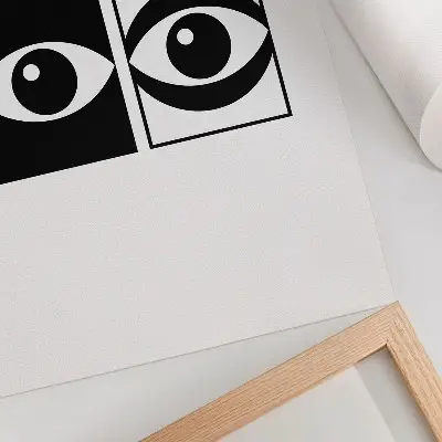 Decoratieve poster met zwart-witte ogen in een modern symmetrisch contrast