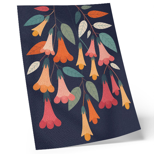 Decoratieve poster Kleurrijke bloemen en bladeren in grafische stijl