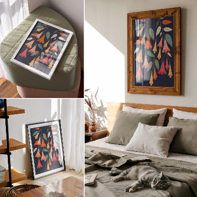 Decoratieve poster Kleurrijke bloemen en bladeren in grafische stijl