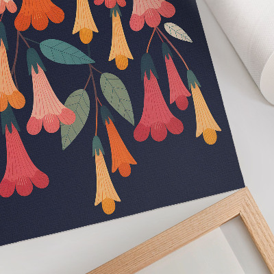 Decoratieve poster Kleurrijke bloemen en bladeren in grafische stijl