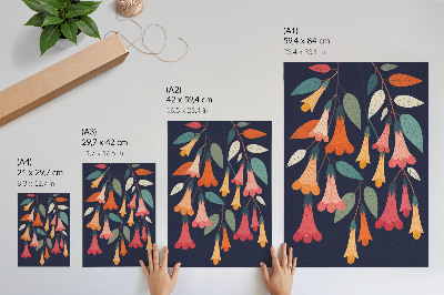 Decoratieve poster Kleurrijke bloemen en bladeren in grafische stijl