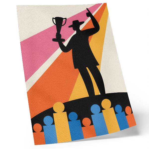 Wandposter Trofee silhouet heldere kleuren dynamiek
