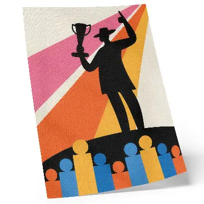 Wandposter trofee silhouet met dynamische heldere kleuren