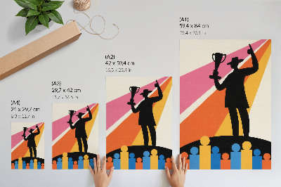 Wandposter Trofee silhouet heldere kleuren dynamiek