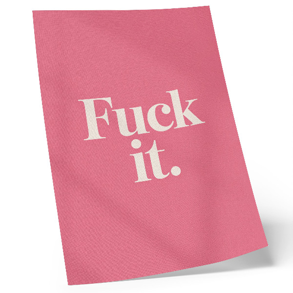 Poster Roze achtergrond, witte letters, moderne stijl