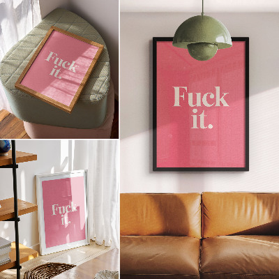 Poster Roze achtergrond, witte letters, moderne stijl