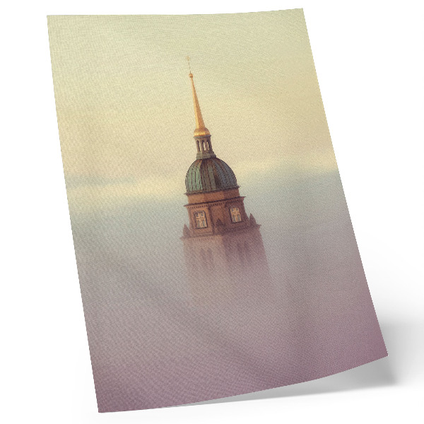 Decoratieve poster Toren in de mist, delicate kleuren, vredige compositie