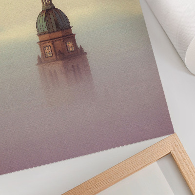 Decoratieve poster Toren in de mist, delicate kleuren, vredige compositie