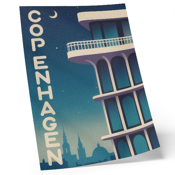 Poster Moderne architectuur van de avondstad