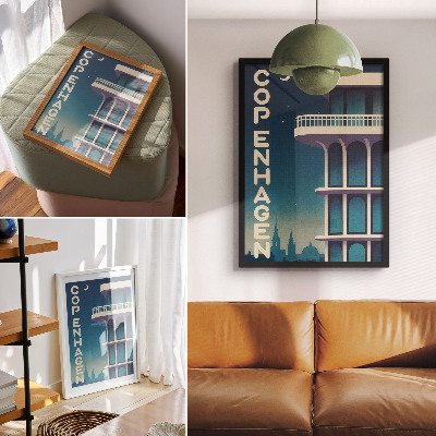 Poster Moderne architectuur van de avondstad