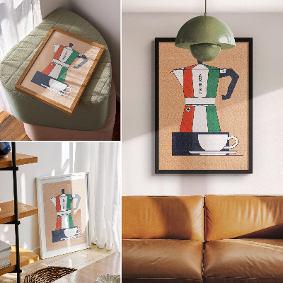 Decoratieve poster Kleurrijke cafetaria, Italiaanse kleuren, moderne sfeer