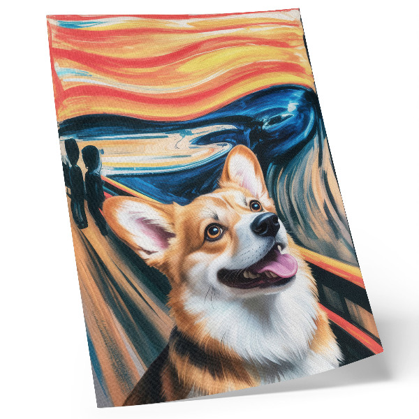 Poster Dynamische kleuren, gedurfde contrasten, schattige hond