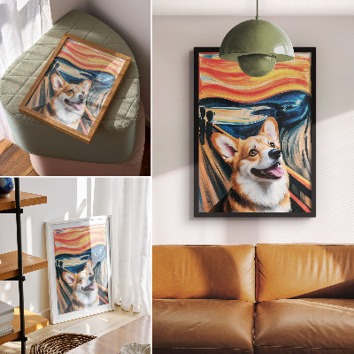 Poster Dynamische kleuren, gedurfde contrasten, schattige hond