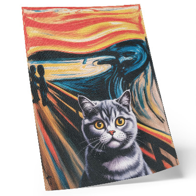Wandposter Een kat tegen de achtergrond van een expressief landschap.