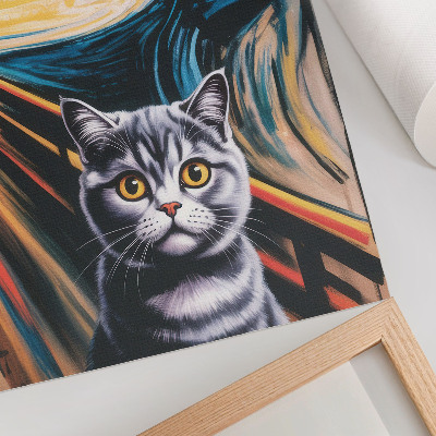 Wandposter Een kat tegen de achtergrond van een expressief landschap.