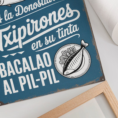 Decoratieve poster Retro vismotief en opschriften op een blauwe achtergrond