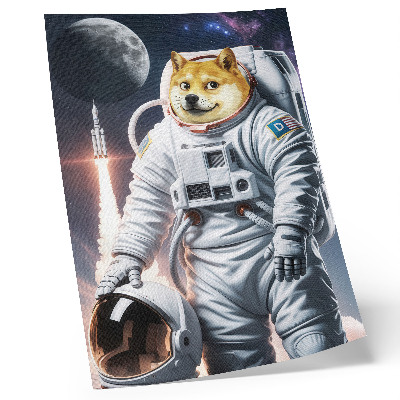 Wandposter Hond in een ruimtepak, ruimteraket, maanoutfit