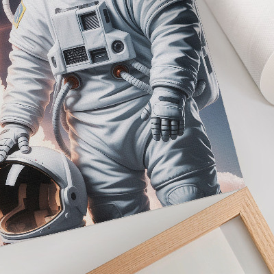 Wandposter Hond in een ruimtepak, ruimteraket, maanoutfit