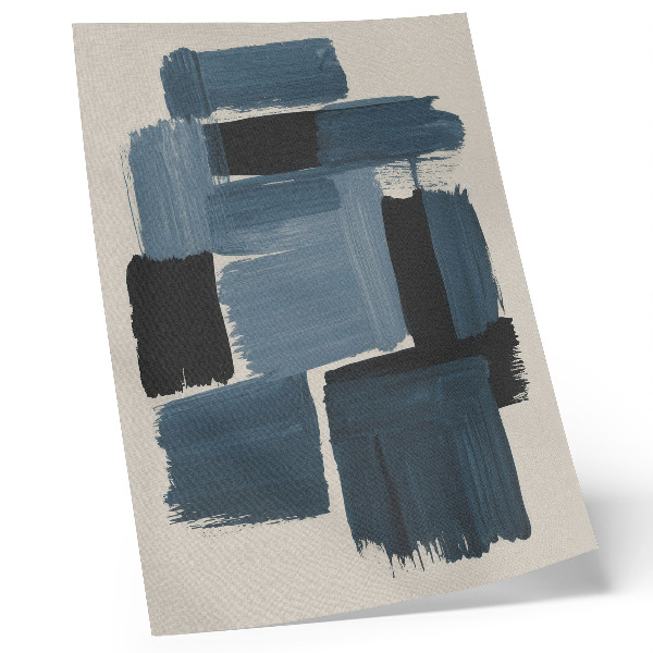 Wandposter Blauwe penseelstreken contrasteren met het moderne.