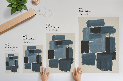 Wandposter Blauwe penseelstreken contrasteren met het moderne.