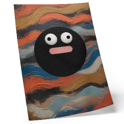 Poster Een zwarte figuur op een kleurrijke achtergrond in een dynamische stijl.