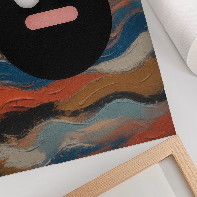 Poster Een zwarte figuur op een kleurrijke achtergrond in een dynamische stijl.