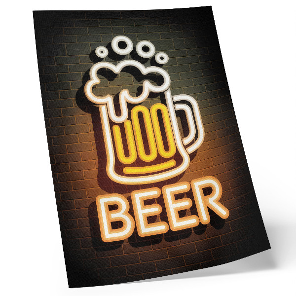 Decoratieve poster Neonmok, wit met gele letters op een bakstenen achtergrond.