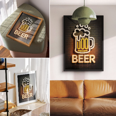 Decoratieve poster Neonmok, wit met gele letters op een bakstenen achtergrond.