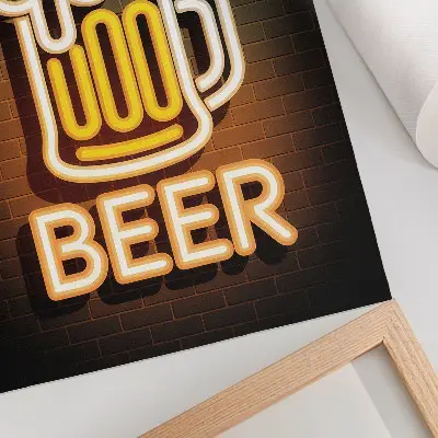 Decoratieve poster neonmok met wit en gele letters op een bakstenen achtergrond