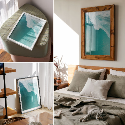 Wandposter Turkooizen oceaangolven, een kalme atmosfeer, harmonie.