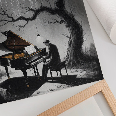 Decoratieve poster Gedempte kleuren, spoken, piano, maan