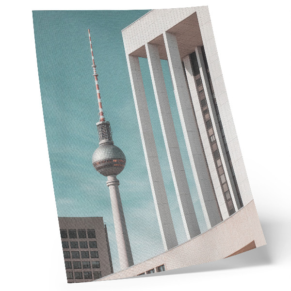 Wandposter Minimalistische toren, moderne gebouwen, blauwe lucht