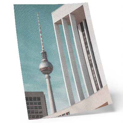 Wandposter Minimalistische toren, moderne gebouwen, blauwe lucht