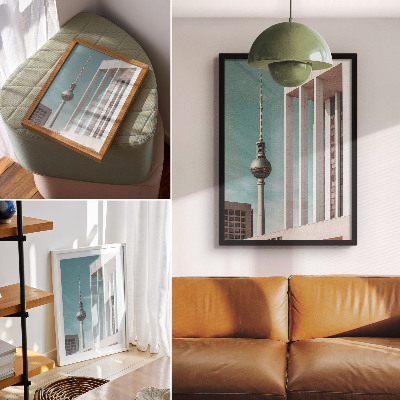 Wandposter Minimalistische toren, moderne gebouwen, blauwe lucht