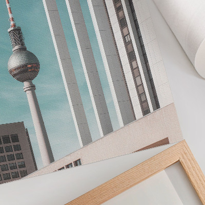 Wandposter Minimalistische toren, moderne gebouwen, blauwe lucht