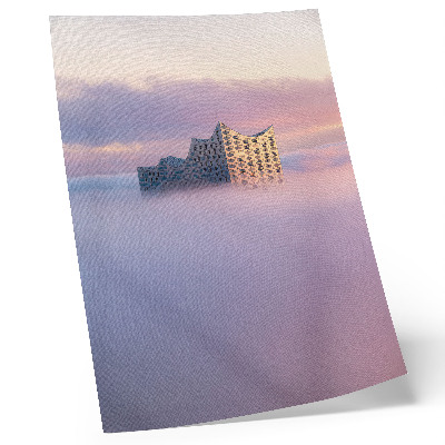 Poster Moderne architectuur omgeven door mist
