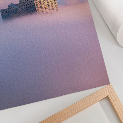 Poster Moderne architectuur omgeven door mist