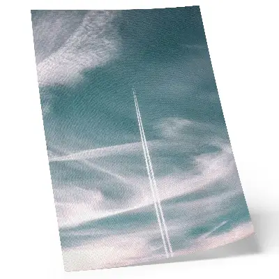 Wandposter met een blauwe lucht, strepen en een gevoel van vrijheid en inspiratie